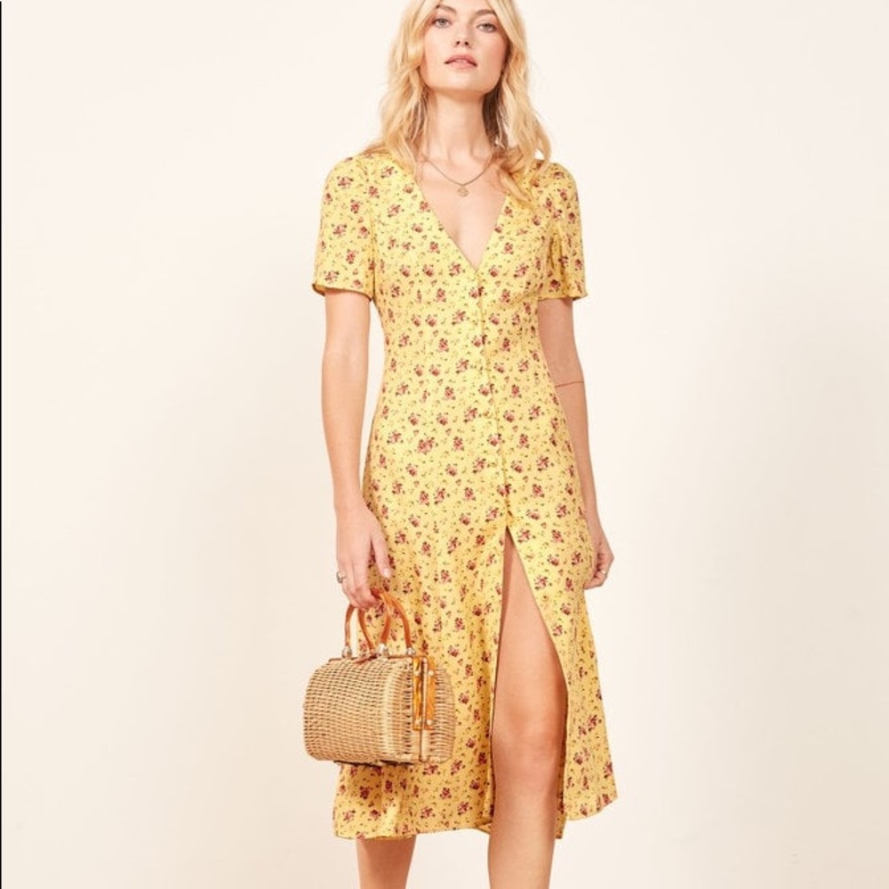 Reformation Locklin Dress Zinnia Yellow